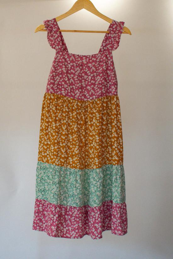  Conrado 숏 원피스 콘라도 포지 러플 소매 티어드 미니 플로럴 보헤미안 드레스