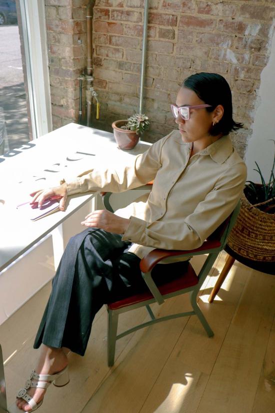  jean jones 셔츠 진 존스 펄 스냅 셔츠 화이트/탠/차콜/블랙 - JEAN JONES