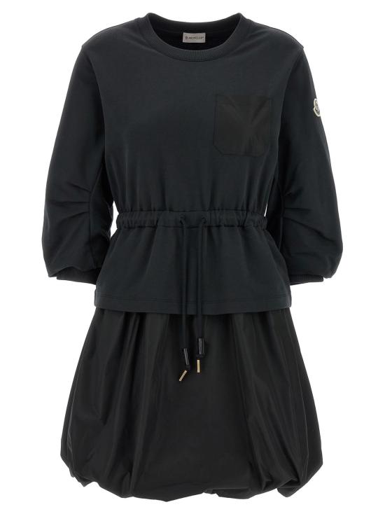  몽클레어 숏 원피스 몽클레르 투 머티리얼 드레스 블랙