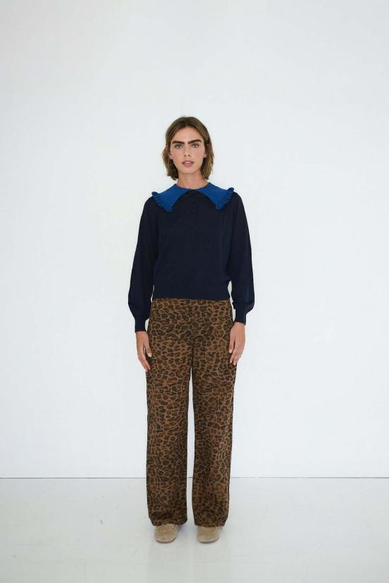  The Tiny Big Sister 데님 팬츠 타이니 빅 시스터 베르타 롱 진 애니멀 프린트 - OTHER BRANDS