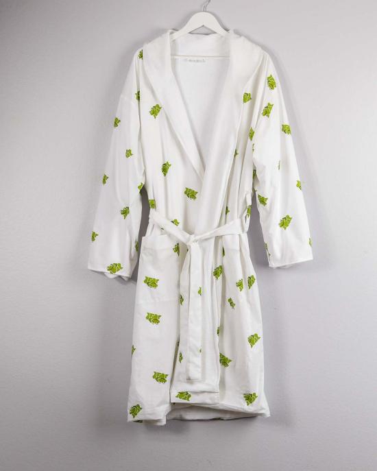  Lounge Act 라운지 웨어 라운지 액트 플러시 코튼 로브, 초록 개구리 프린트