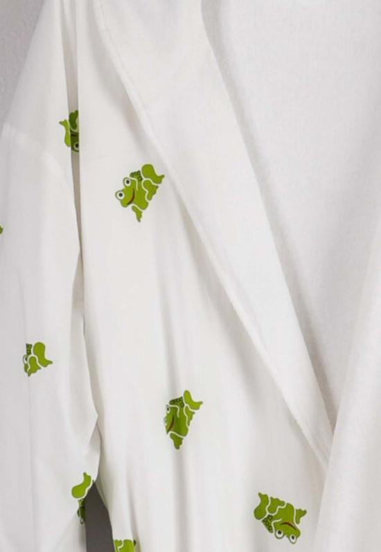  Lounge Act 라운지 웨어 라운지 액트 플러시 코튼 로브, 초록 개구리 프린트 - OTHER BRANDS