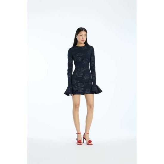  로테이트 바이 크리스텐슨 숏 원피스 로테이트 비르거 크리스텐센 로사나 자카드 미니 드레스 스카이 캡틴 (다크 블루)