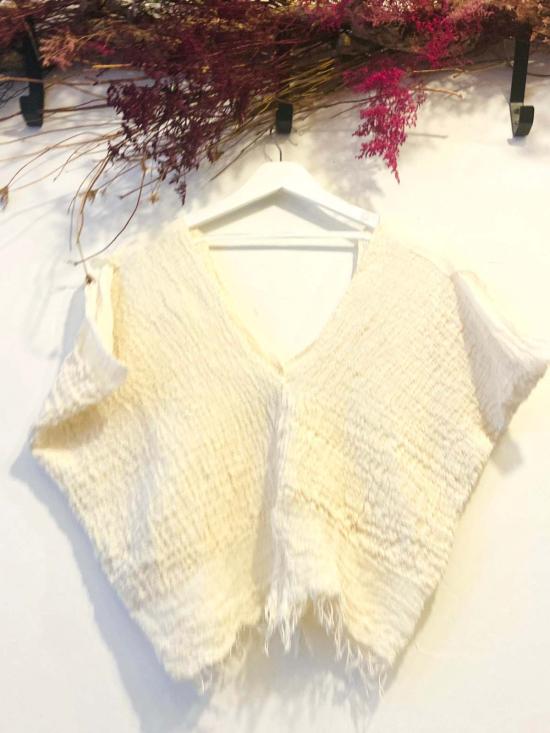  Yesaet 블라우스 Hannah V 넥 탑 에크루 - OTHER BRANDS