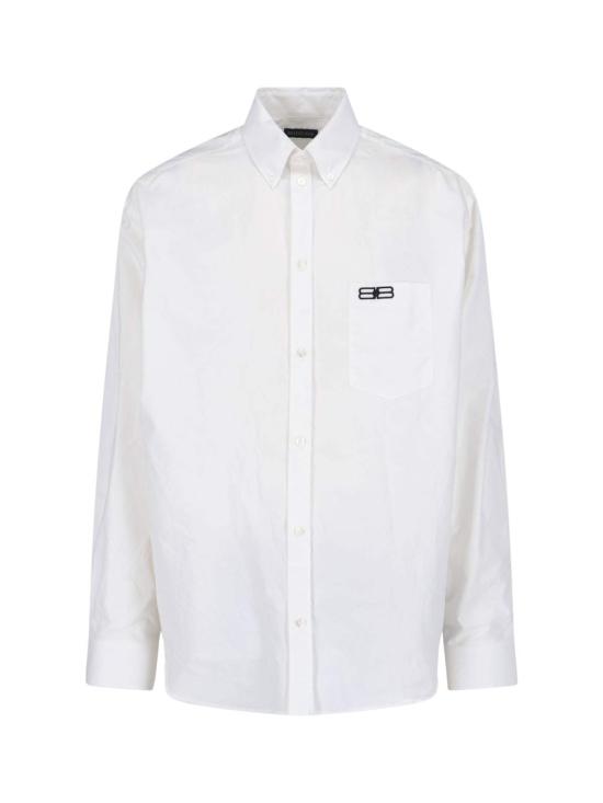  발렌시아가 긴팔 셔츠 오버사이즈 로고 셔츠
