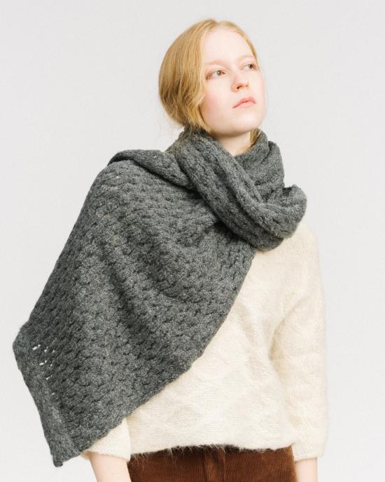  울 하이드 머플러/스카프 레이스 알파카 스카프 차콜 - WOL HIDE