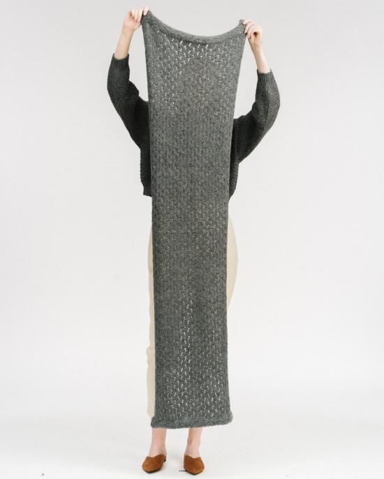  울 하이드 머플러/스카프 레이스 알파카 스카프 차콜 - WOL HIDE