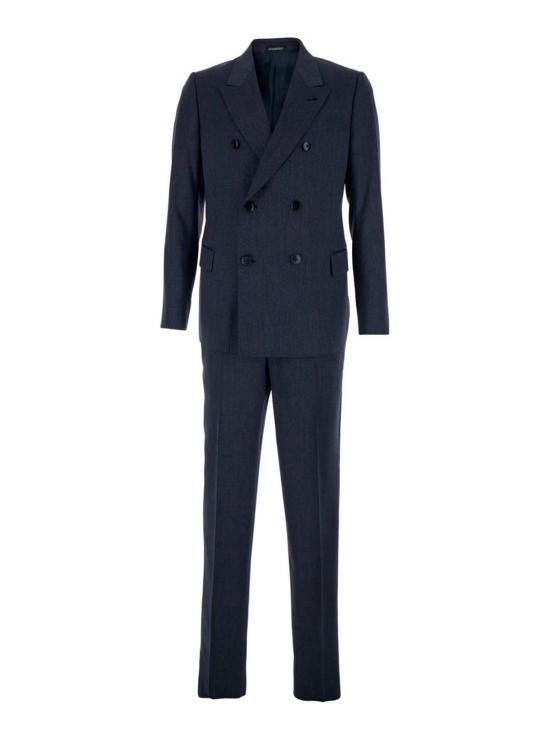  엠포리오 아르마니 수트 자켓 더블 브레스트 수트 (피크 리버스 포함) 블루