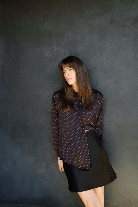  Whimsy + Row 긴팔 티셔츠 윔지 + 로우 데니스 탑 레드 폴카 도트 - OTHER BRANDS