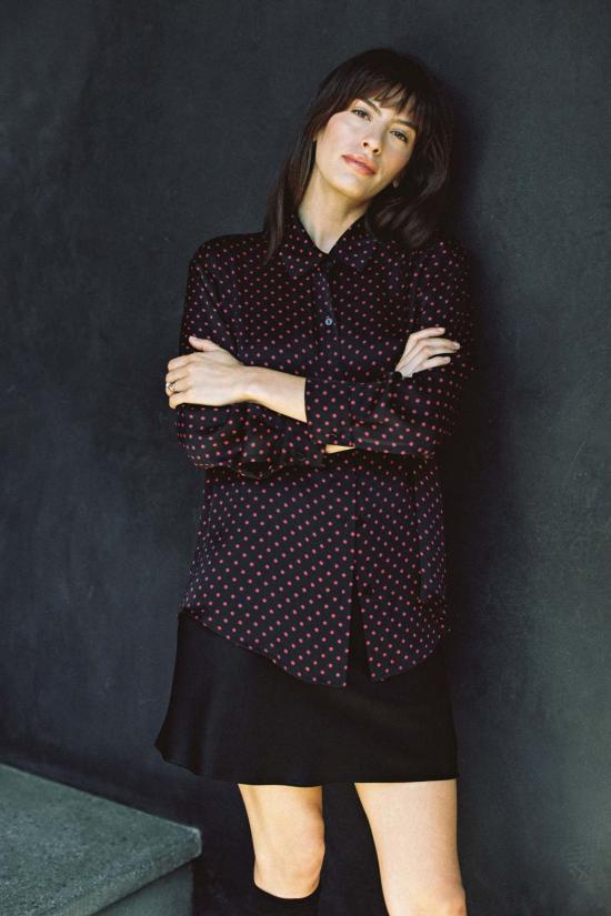  Whimsy + Row 긴팔 티셔츠 윔지 + 로우 데니스 탑 레드 폴카 도트 - OTHER BRANDS