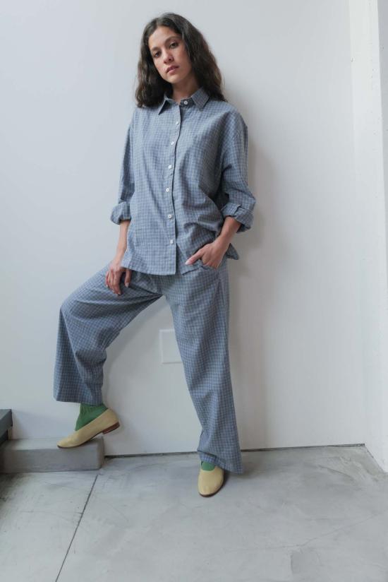  at Dawn. 셔츠 새벽에. 클래식 셔츠 블루 스트라이프/두부 - AT DAWN.