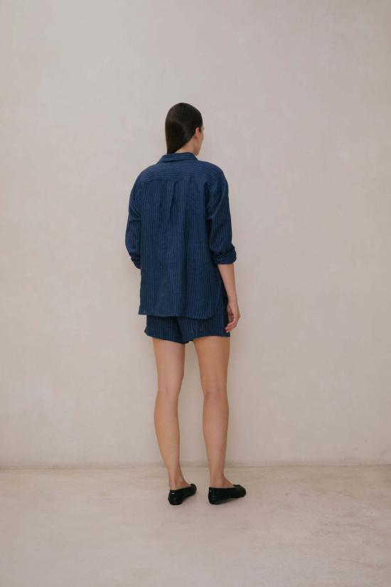  at Dawn. 셔츠 새벽에. 클래식 셔츠 블루 스트라이프/두부 - AT DAWN.