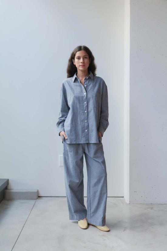  at Dawn. 셔츠 새벽에. 클래식 셔츠 블루 스트라이프/두부 - AT DAWN.