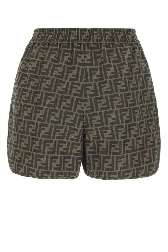  펜디 숏팬츠 FF 로고 코튼 블렌드 쇼츠 토바코 색상 - FENDI