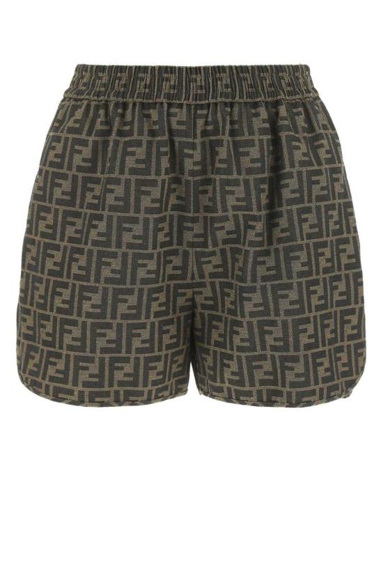  펜디 숏팬츠 FF 로고 코튼 블렌드 쇼츠 토바코 색상