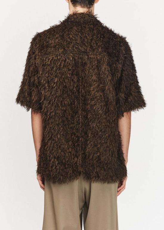  송포더뮤트 반팔 셔츠 Song For The Mute 지퍼업 박스 셔츠 블랙/브라운 - SONG FOR THE MUTE