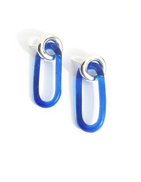  JANE D'ARENSBOURG 이어링 제인 다렌스버그 스몰 서클 오벌 스터드 코발트