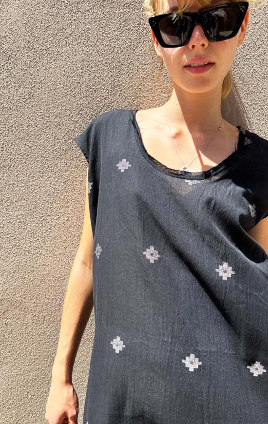  투 롱 원피스 드롭 웨이스트 잠다니 부티 코튼 드레스 - TWO