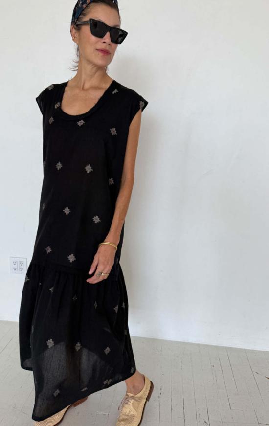  투 롱 원피스 드롭 웨이스트 잠다니 부티 코튼 드레스 - TWO