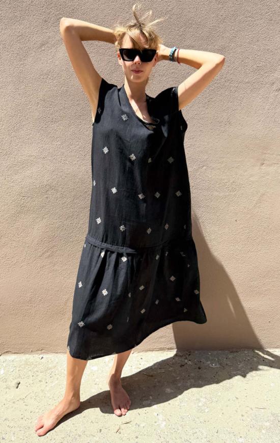  투 롱 원피스 드롭 웨이스트 잠다니 부티 코튼 드레스 - TWO