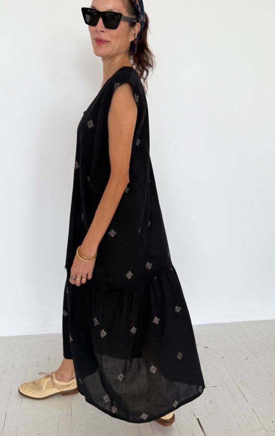  투 롱 원피스 드롭 웨이스트 잠다니 부티 코튼 드레스