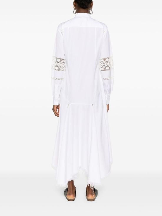  로에베 미디 원피스 코튼 셔미지에 드레스 화이트 - LOEWE