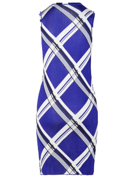  버버리 미디 원피스 실크 드레스 블루 - BURBERRY