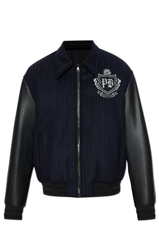  발망 자켓 가죽 소매 재킷 블랙