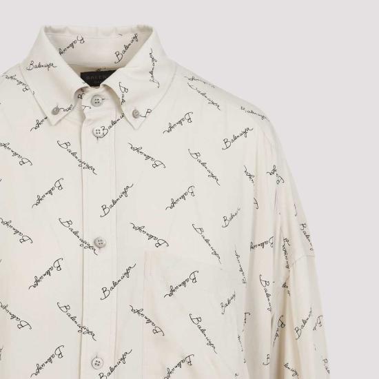  발렌시아가 셔츠 롱 슬리브 코쿤 셔츠 라이트 베이지 블랙 - BALENCIAGA