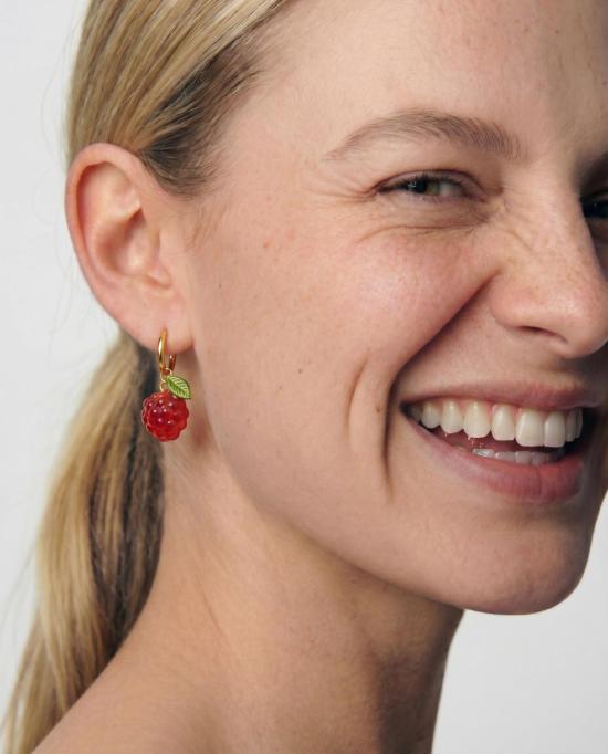  세레 이어링 세리 하베스트 제이드 스톤 참 귀걸이 라즈베리 - SEREE