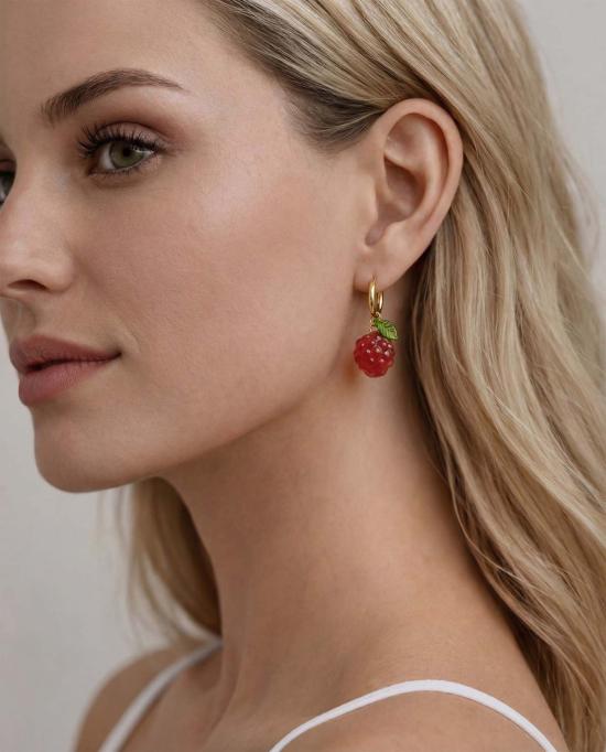 세레 이어링 세리 하베스트 제이드 스톤 참 귀걸이 라즈베리 - SEREE
