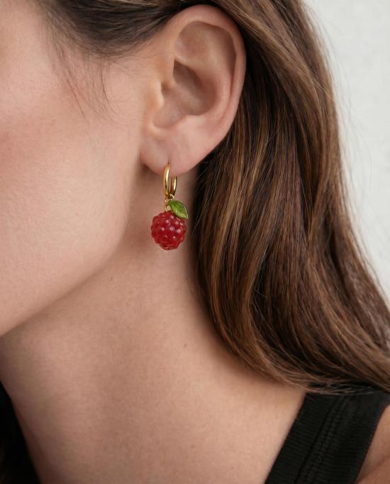  세레 이어링 세리 하베스트 제이드 스톤 참 귀걸이 라즈베리 - SEREE