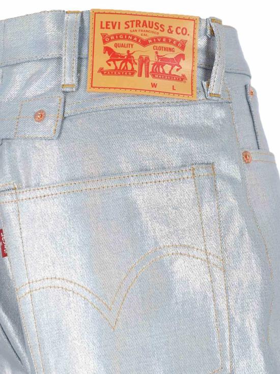  와타나베 준야 데님 팬츠 준야 와타나베 X 리바이스 스트라우스 로고 스트레이트 진 실버 - JUNYA WATANABE
