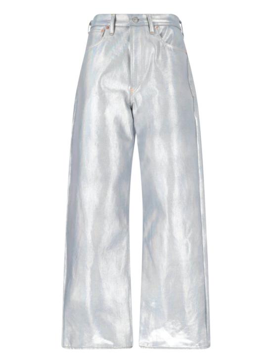  와타나베 준야 데님 팬츠 준야 와타나베 X 리바이스 스트라우스 로고 스트레이트 진 실버