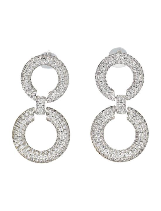  셀프 포트레이트 이어링 실버 크리스탈 체인 링크  실버