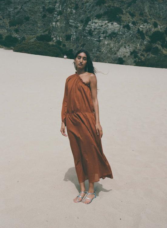  파리 데사이 롱 원피스 솔레이 드레스 토파즈