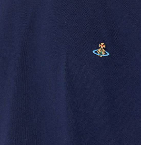  비비안웨스트우드 탑 비비안 웨스트우드 클래식 크루넥 자수 오브 로고 티셔츠 블루 - VIVIENNE WESTWOOD