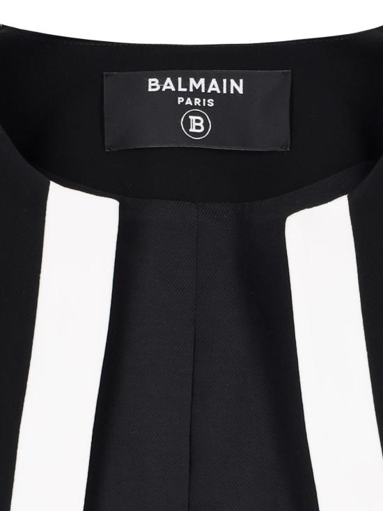  발망 수트 자켓 스펜서 투톤 크레이프 재킷 블랙 - BALMAIN