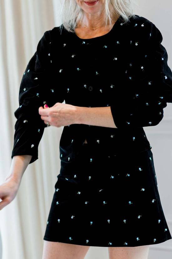  Marlies Grace 숏팬츠 말리스 그레이스 재키 스커트 블랙 벨벳 자수 - OTHER BRANDS