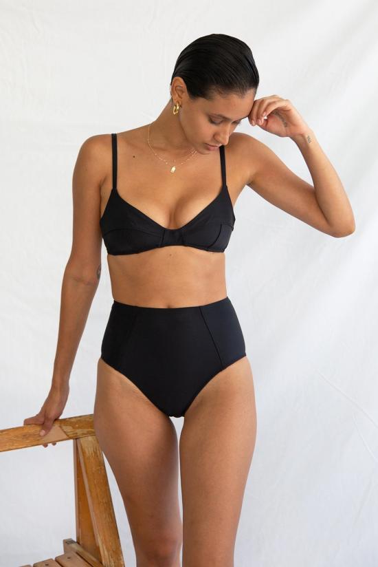  갈라마르 비키니 수영복 하이 바텀 느와르