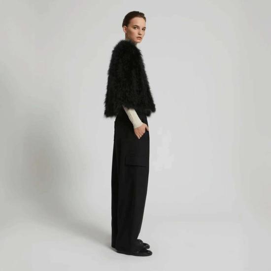  이브살로몬 무스탕 이브 살로몬 페더 재킷 블랙 - YVES SALOMON