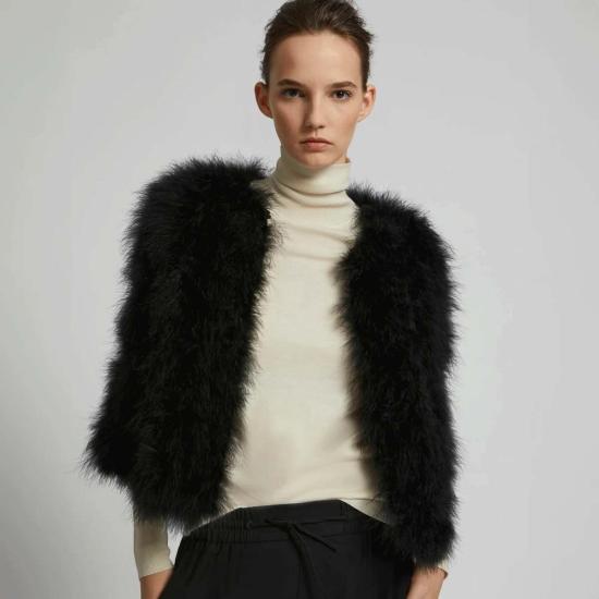  이브살로몬 무스탕 이브 살로몬 페더 재킷 블랙