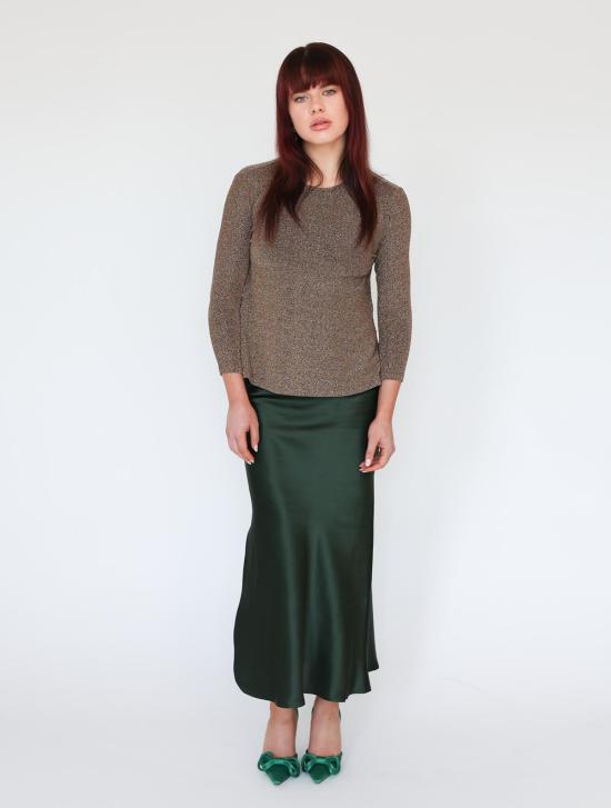  Lindsay Nicholas New York 긴팔 티셔츠 린지 니콜라스 뉴욕 골드 디스코 글리터 브레이슬릿 슬리브 탑 골드 - OTHER BRANDS