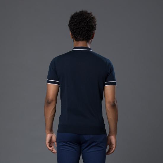  David Hart 폴로 티셔츠 데이비드 하트 팁드 폴로 셔츠 네이비/화이트 - OTHER BRANDS