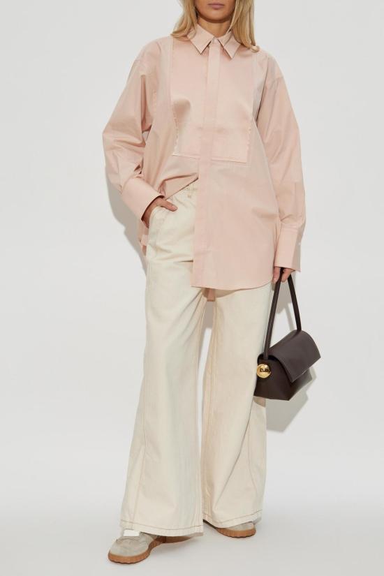  아미 데님 팬츠 알렉상드르 마티우시 와이드 레그 진 베이지 - AMI