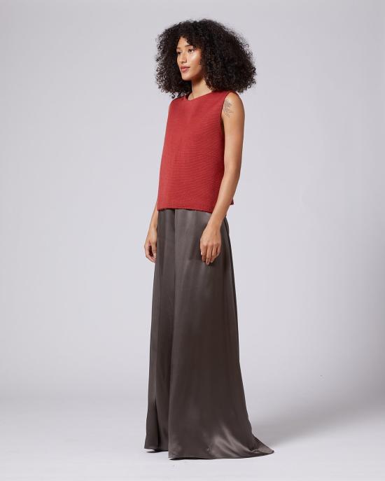  보즈 블라우스 Voz 솔리드 텍스타일 V 백 탑 브릭 - VOZ