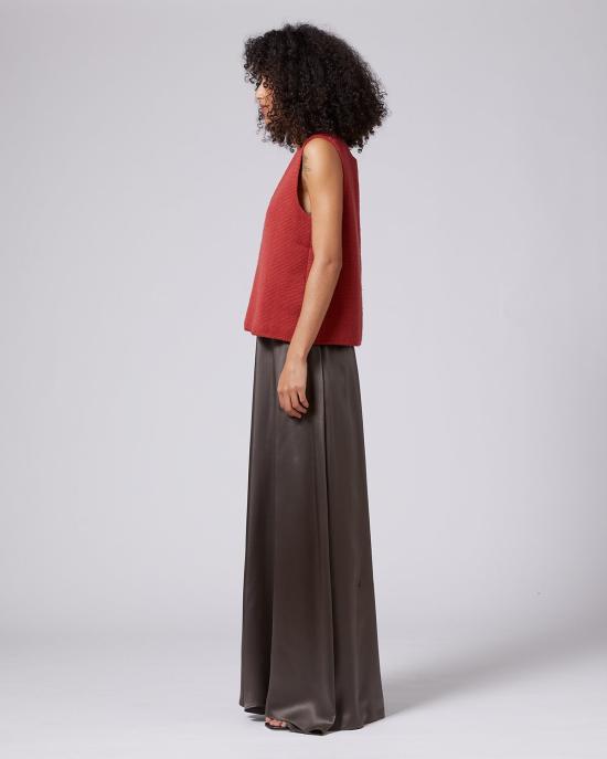  보즈 블라우스 Voz 솔리드 텍스타일 V 백 탑 브릭 - VOZ