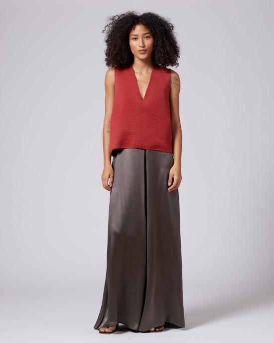  보즈 블라우스 Voz 솔리드 텍스타일 V 백 탑 브릭 - VOZ