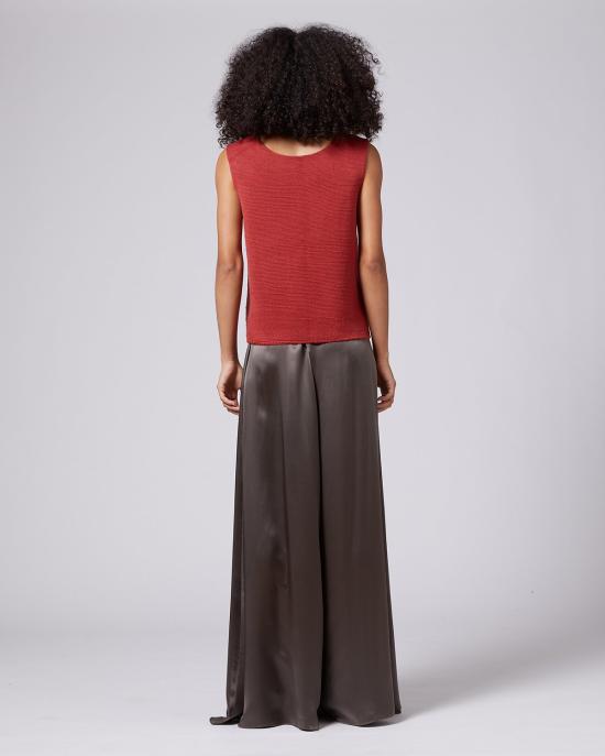  보즈 블라우스 Voz 솔리드 텍스타일 V 백 탑 브릭 - VOZ