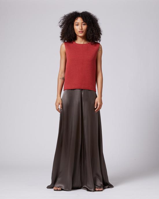  보즈 블라우스 Voz 솔리드 텍스타일 V 백 탑 브릭